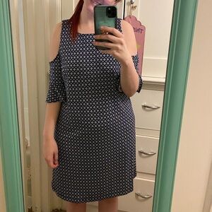 Donna Morgan Blue & White Printed Dress Size 12